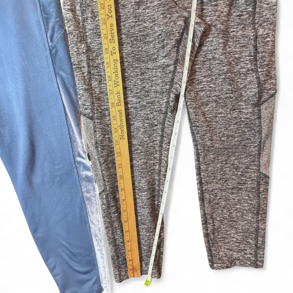 Lot 2 PINK Victoria's Secret Cozy High Waist Leggings Velvet Blue Gray Pockets L - Picture 7 of 7